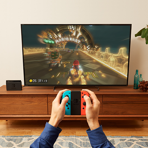 Nintendo Switch em modo docked (conectado à TV)