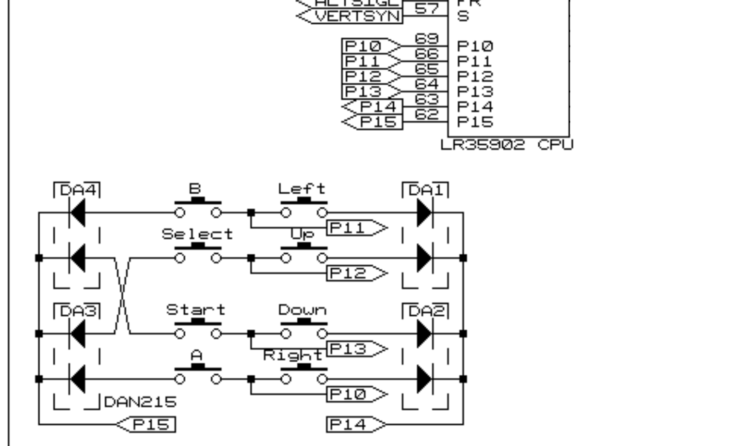 Esquemática da matriz de botões e sua leitura no processador
